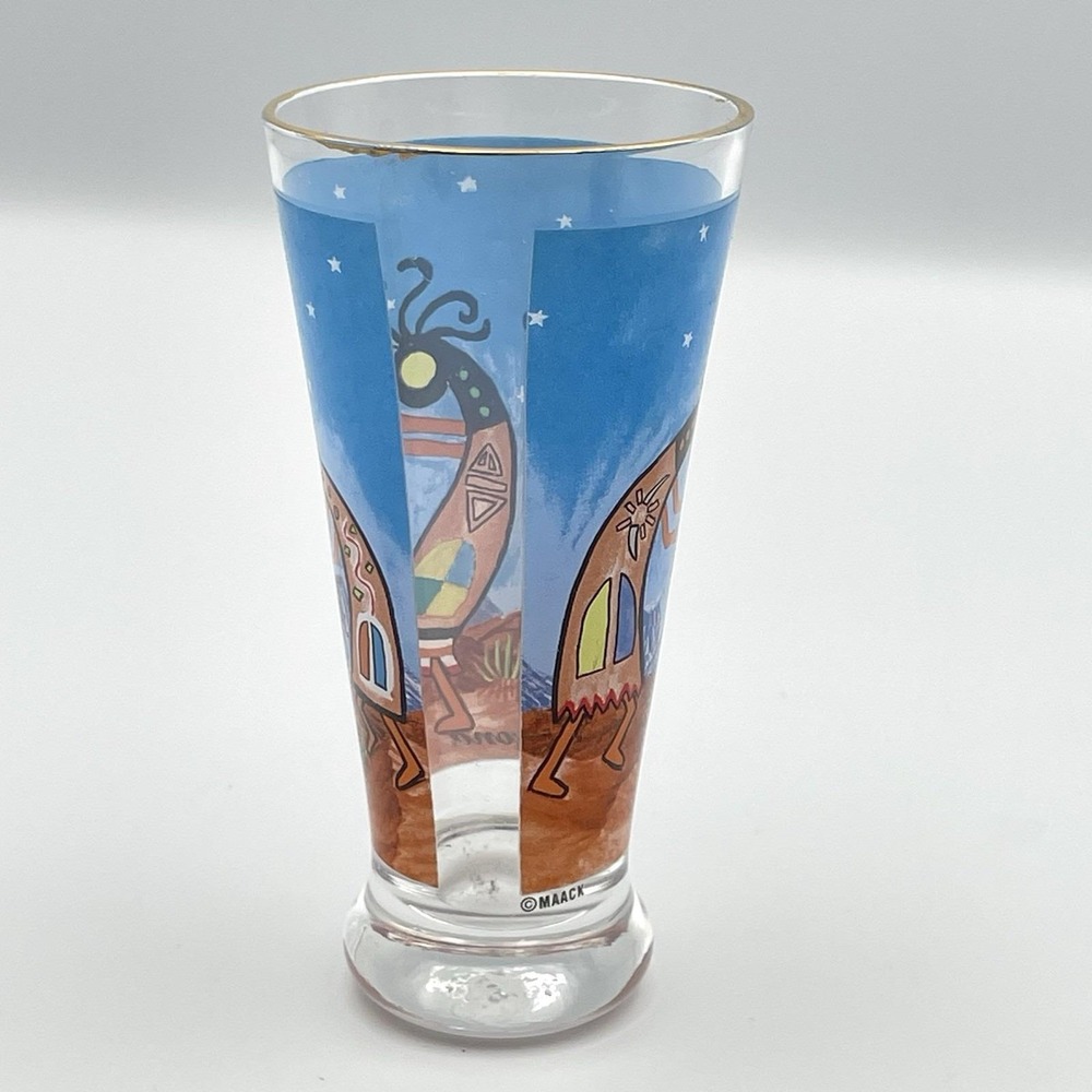 Vintage Arizona Kokopelli Shot Glass Shooter MAACK Gold Rim 1990s - Picture 4 of 9
